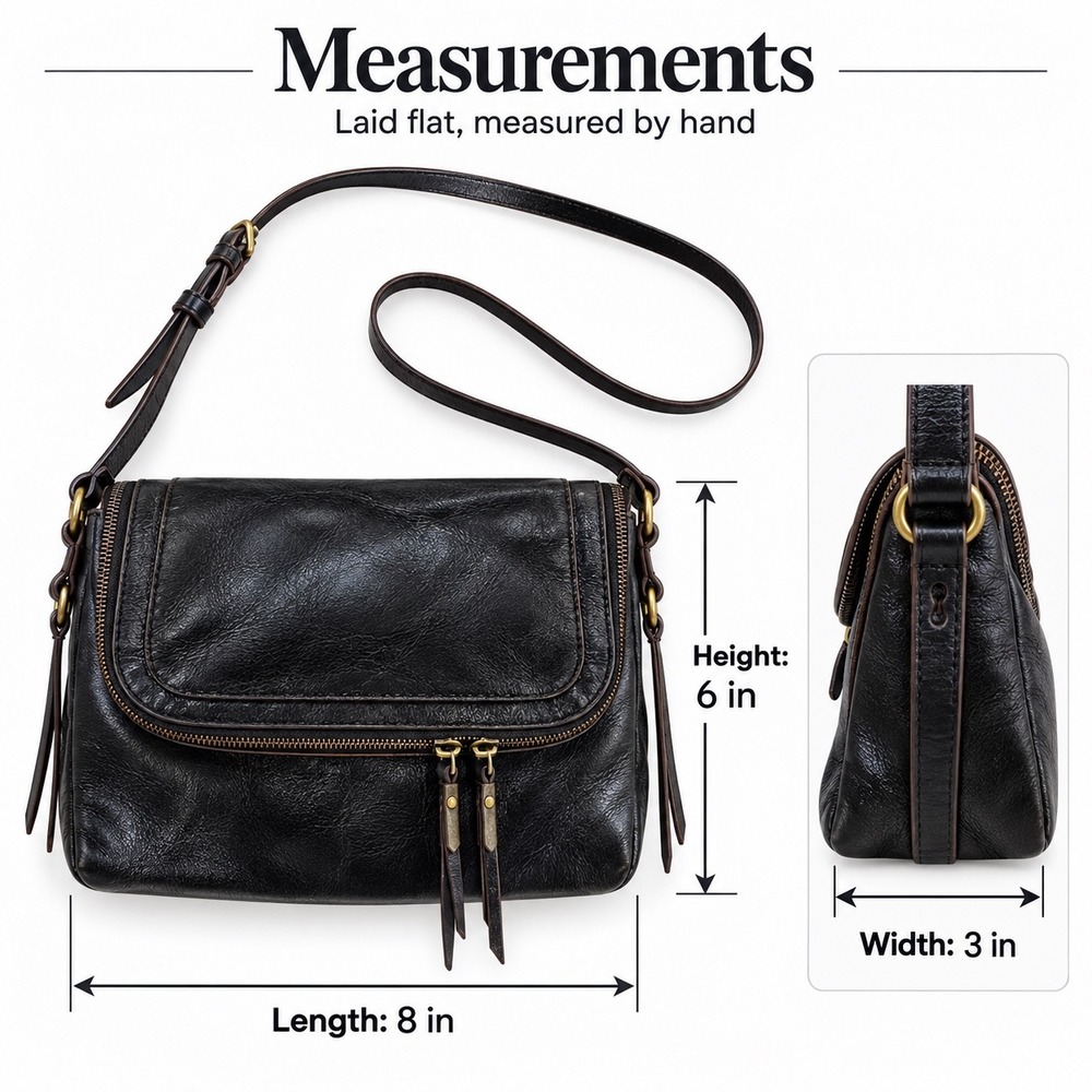 HOBO International Black Leather Crossbody Bag Y2K Boho Moto Brass Tassel Zip - Picture 4 of 16